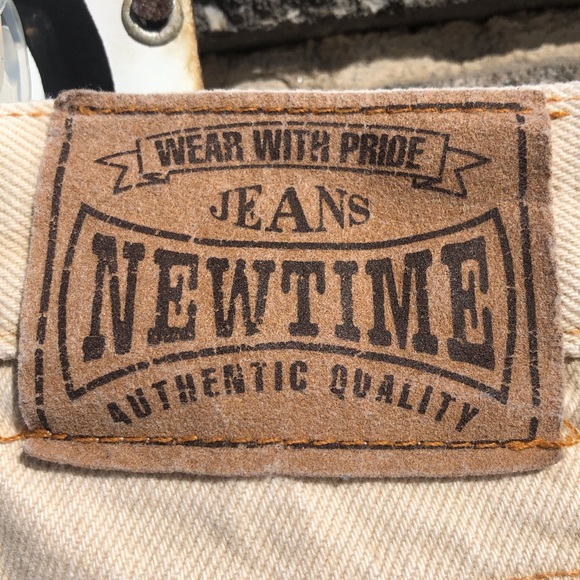 Baggy jeans beige tan NewTime size 32-34 yellow light brown style y2k streetwear - Picture 6 of 11